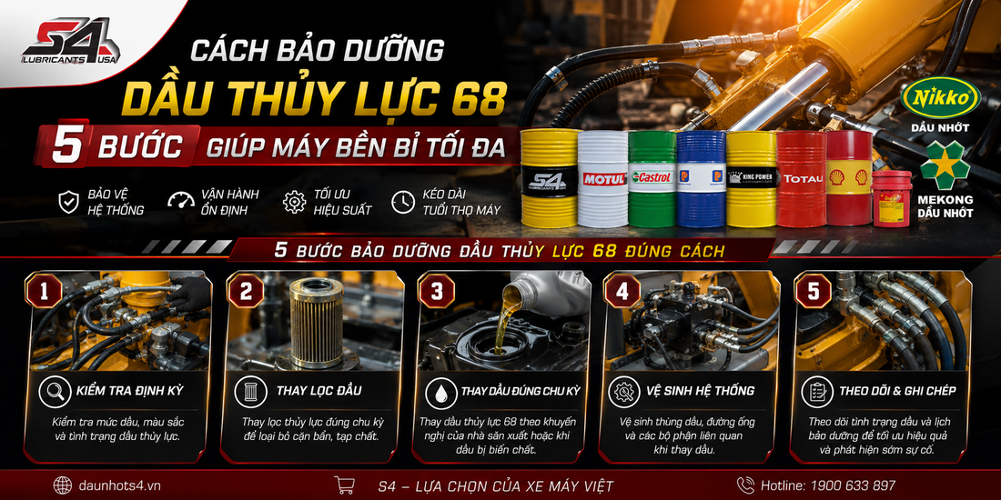 Cách bảo dưỡng dầu thủy lực 68: 5 bước giúp máy bền bỉ tối đa