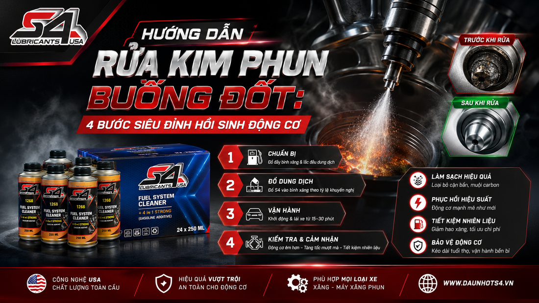 Hướng dẫn rửa kim phun buồng đốt: 4 bước siêu đỉnh hồi sinh động cơ
